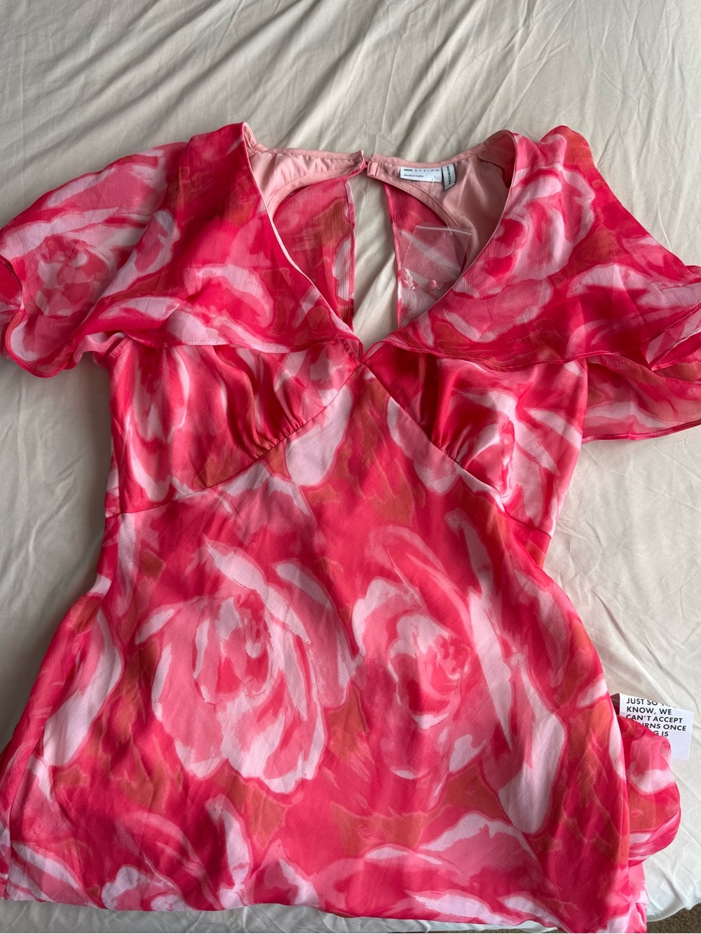 Pink Floral V-Neck Dress